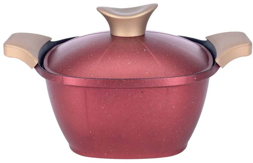 NeoKlein Oala SCS22-Red, cu capac, 22 cm, 3.7 L, aluminiu turnat, invelis anti-aderent, Rosu