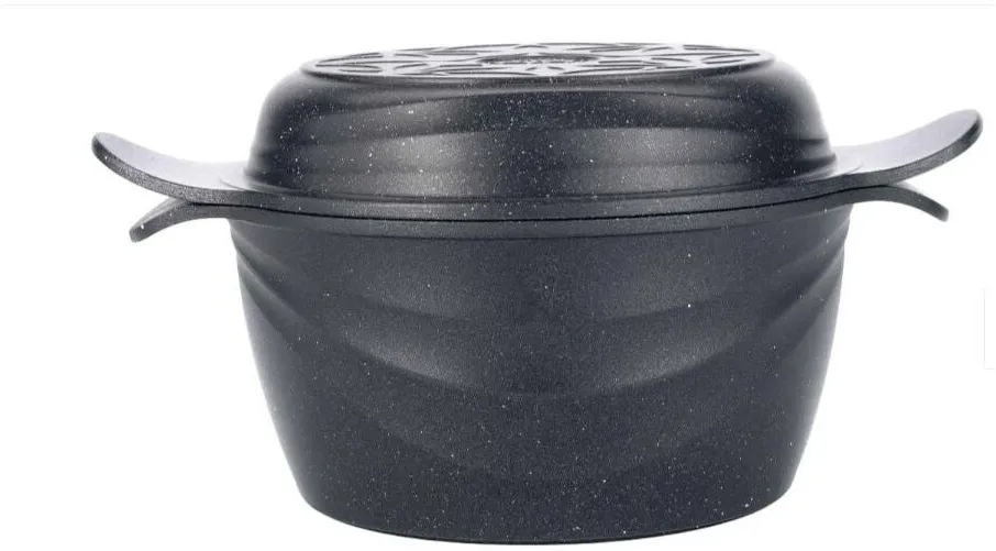 NeoKlein Oala cu Capac, Diametru 24 cm, Capacitate 4.2 l, Aluminiu Turnat, Invelis Anti-Aderent, Negru