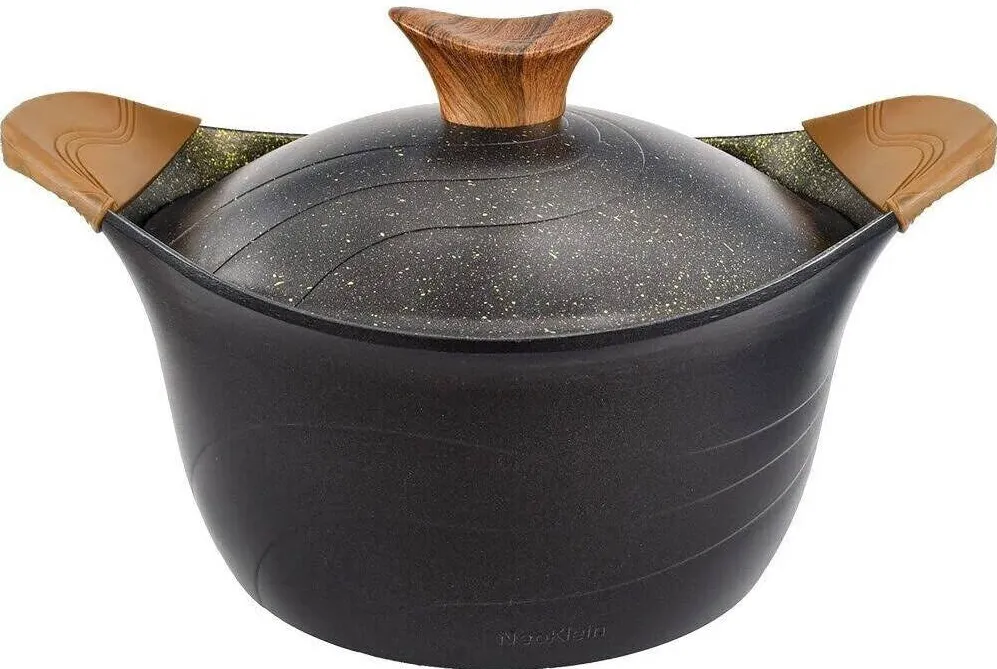 NeoKlein Oala cu capac CS32, diametru 32 cm, capacitate 9.6 L, aluminiu turnat, invelis anti-aderent, Negru