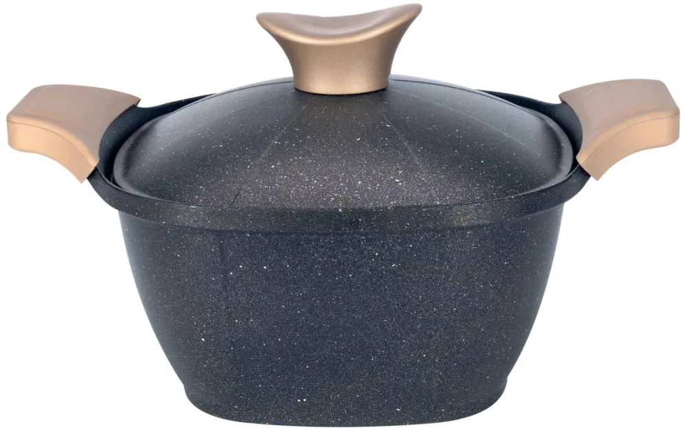 NeoKlein Oala SCS24-Black, cu capac, 24 cm, 4.5 L, aluminiu turnat, invelis anti-aderent, Negruo