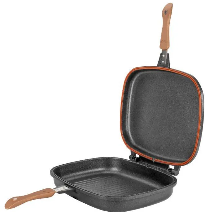 NeoKlein Tigaie Dubla Grill NK-IDGR36 36CM pe Inductie Negru