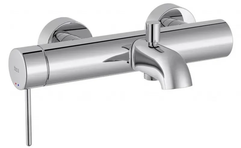 Roca Baterie cada NuA5A023FC00, aparenta, montare pe perete, monocomanda, diverter, Crom