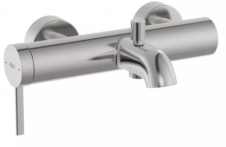 Roca Baterie cada Ona A5A029ESM0, aparenta, diverter, montare pe perete, monocomanda, mat, Otel satinat