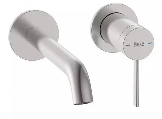 Roca Baterie lavoar ONA A5A359ESM0, montare pe perete, 175 mm, necesita valva, mat, Otel satinat