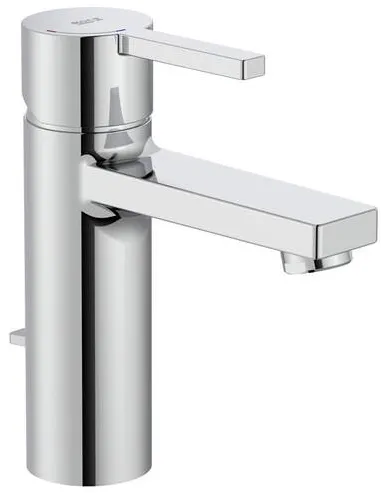 Roca Baterie lavoar Naia, Pentru lavoar, Cu robinet click clack, Scurgere automata, Cold Start, Argintiu