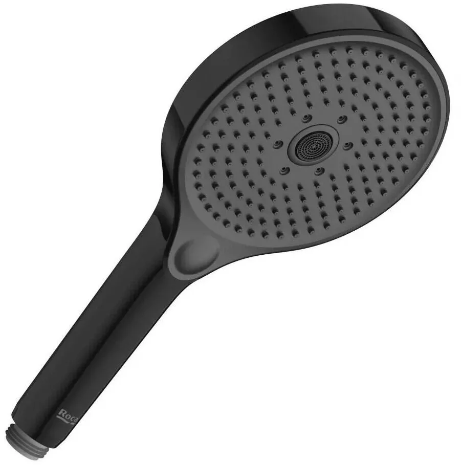 Roca Para dus Pleum A5B8114CN0, racord 1/2 inch, 130 mm, 3 functii, lucios, Negru titan