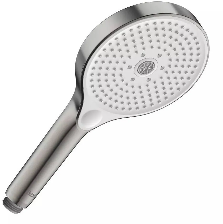 Roca Para dus Pleum A5B8114SM0, racord 1/2 inch, 130 mm, 3 functii, mat, Otel satinat