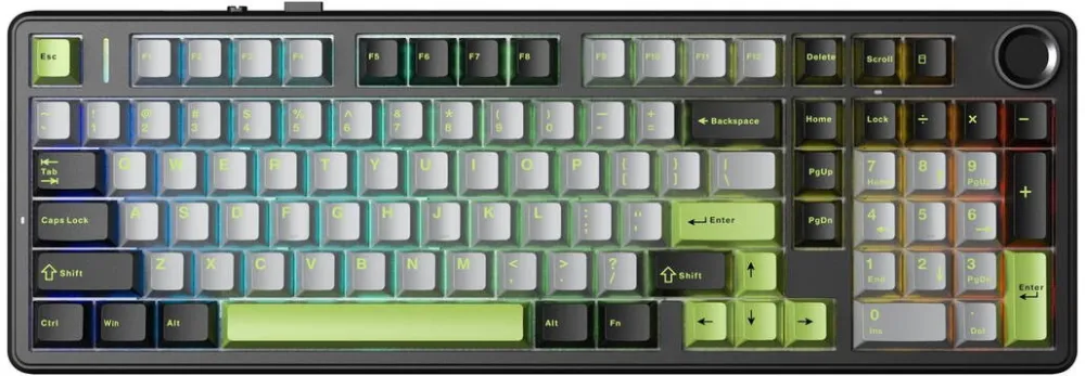 Tastatura AULA F99 Pro Black+Grey+Green GrayWood RGB AULA gasket keyboard