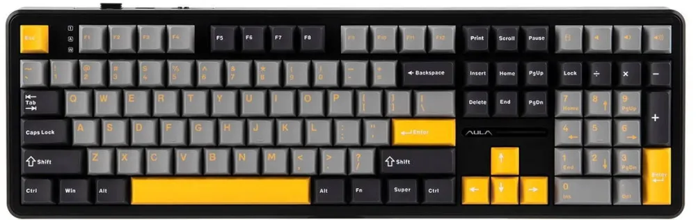 Tastatura AULA F108 Gray+Orange+Deep Gray Gasket Keyboard with Volcano RGB Switches – AULA