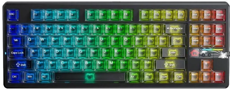 Tastatura AULA AULA Gasket F87 Pro V2 Black Mist Transparent Leobog X3 RGB Keyboard