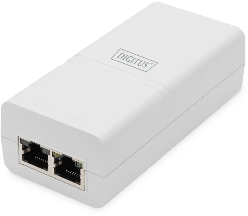Switch Digitus Gigabit Ethernet PoE+ Injector 802.3at, 30 W small housing, white