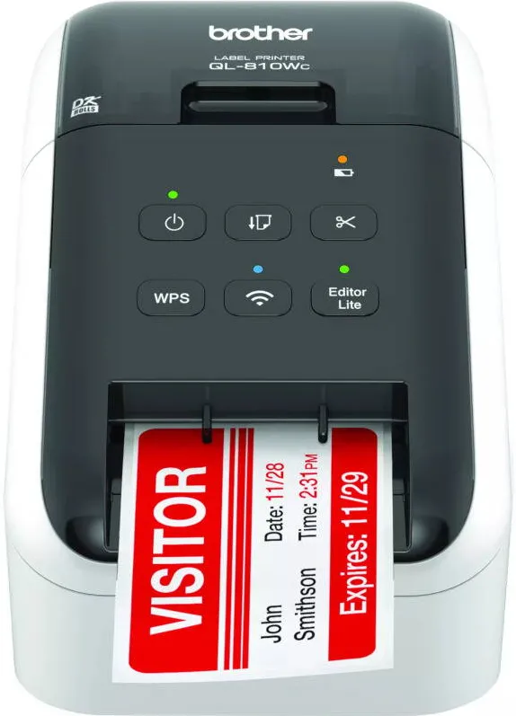 Imprimanta termica Brother QL-810Wc, Termica, Monocrom, Banda 62 mm, Wi-Fi