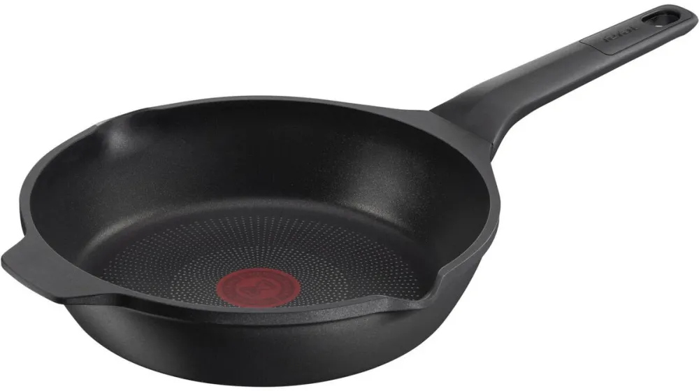TEFAL Tigaie Robusto, 28 cm, inductie, invelis antiaderent din titan, aluminiu turnat, indicator Thermo-Signal, margini turnare, maner lateral integrat, negru