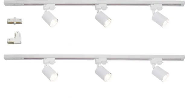 Osram Sistem complet pe sina OSRAM Elemental 4099854600074, 6 proiectoare (soclu GU10), 2 sine x 1 m lungime, 1 conector liniar, 1 conector tip L, Alb