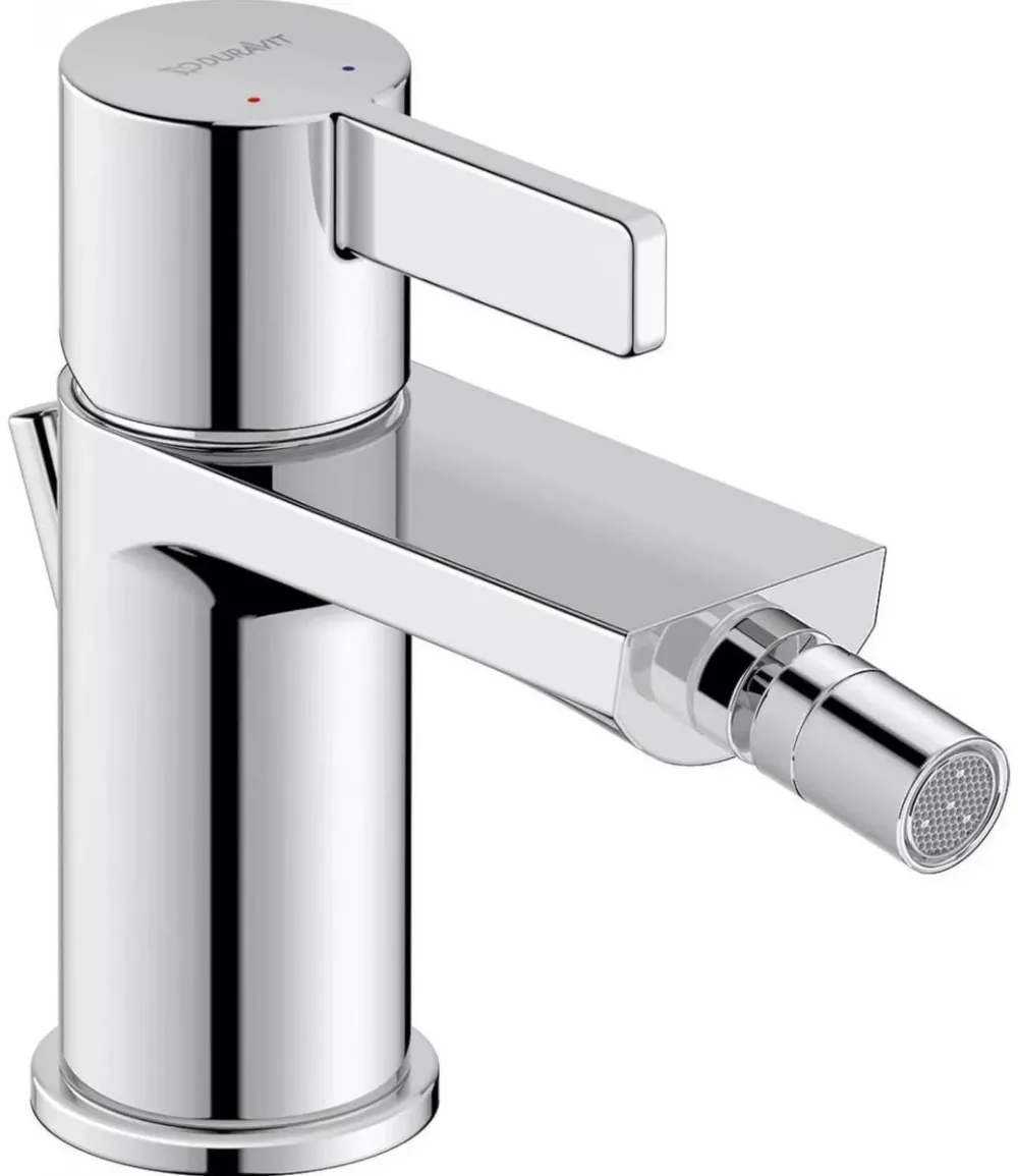 Duravit Baterie bideu D-Neo DE2400001010, marime S, cartus ceramic, 135 mm, set evacuare cu tija, ventil, Crom