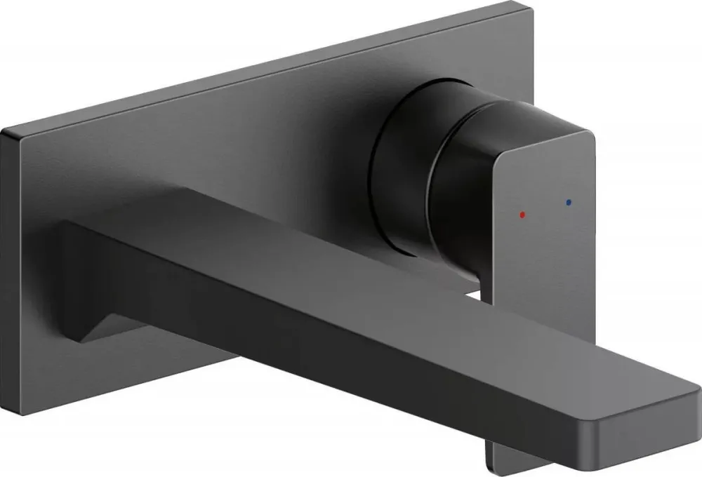 Duravit Baterie lavoar Manhattan MH1070004046, montare pe perete, marime L, cartus ceramic, 205 mm, necesita valva, Negru mat