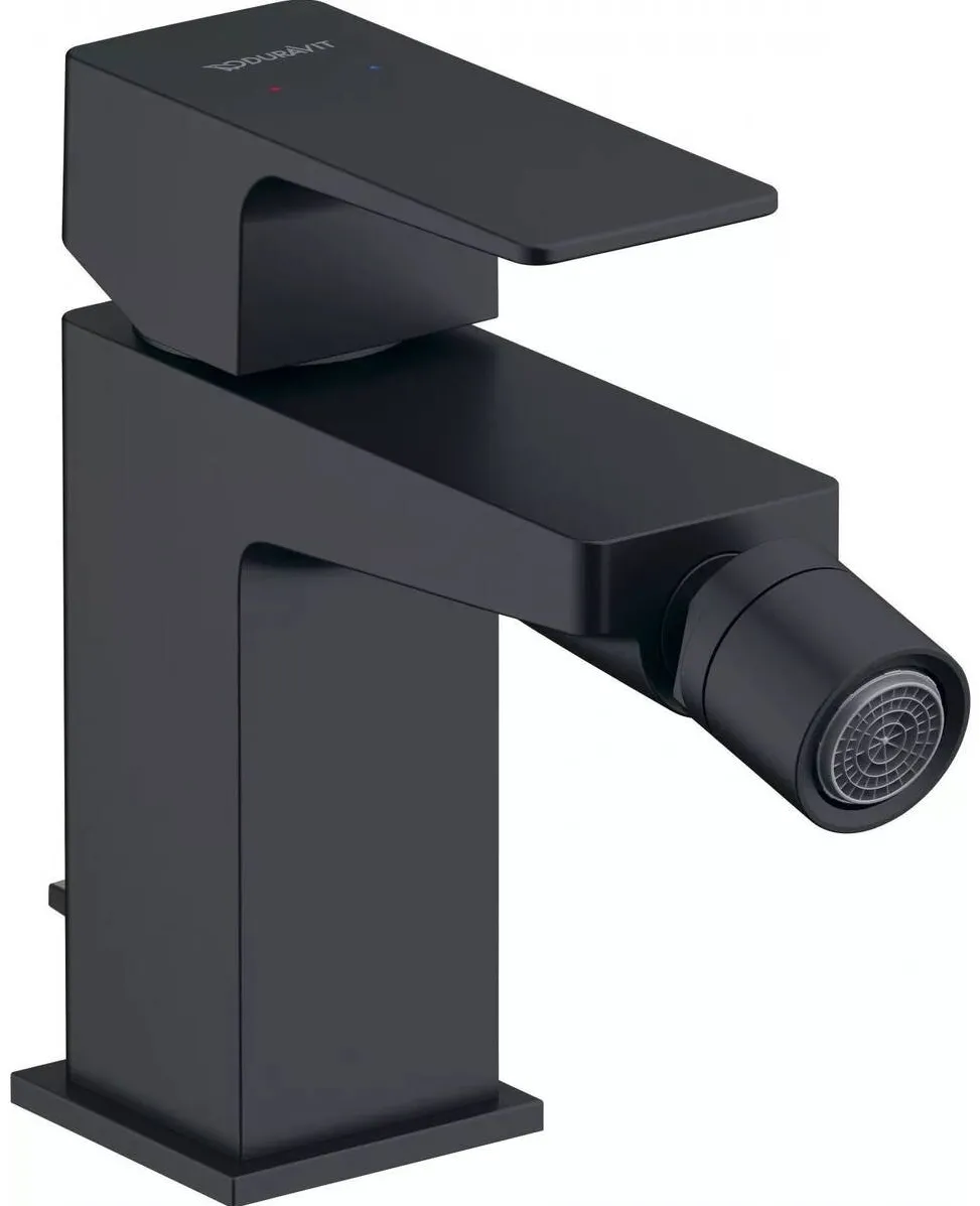 Duravit Baterie bideu Manhattan MH2400001046, marime S, cartus ceramic, set evacuare cu tija, 138 mm, ventil, Negru mat