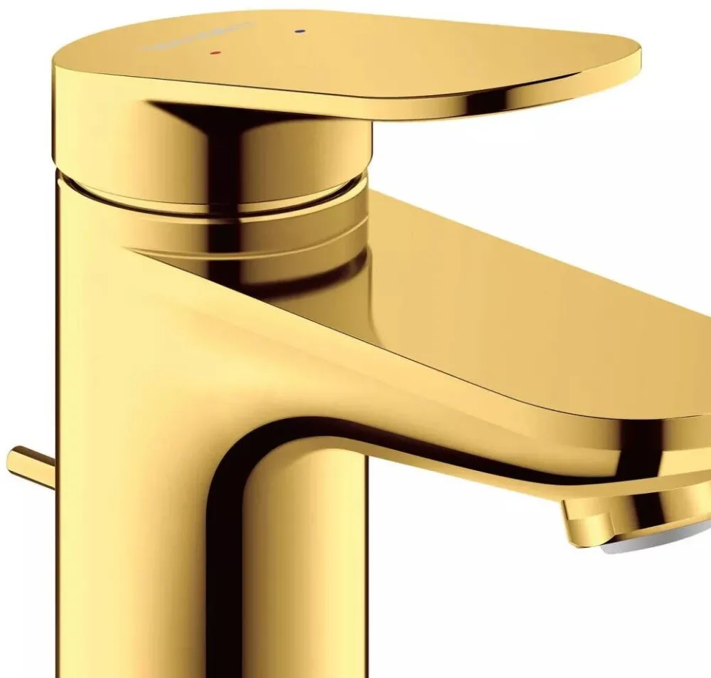 Duravit Baterie lavoar Wave WA1010001034, marime S, cartus ceramic, monocomanda, 137 mm, ventil, Auriu lucios