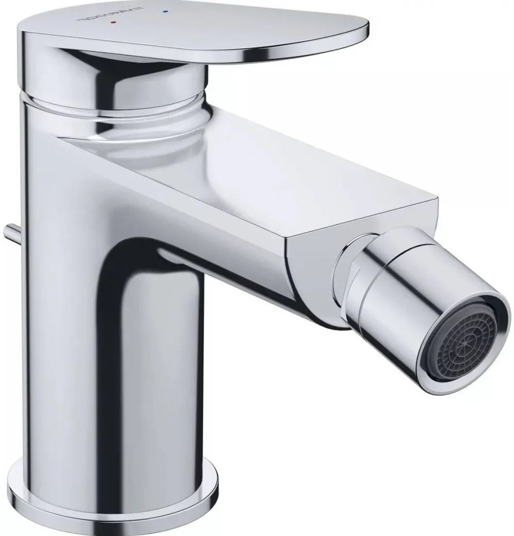 Duravit Baterie bideu Wave WA2400001010, marime S, cartus ceramic, 137 mm, set evacuare cu tija, ventil, Crom