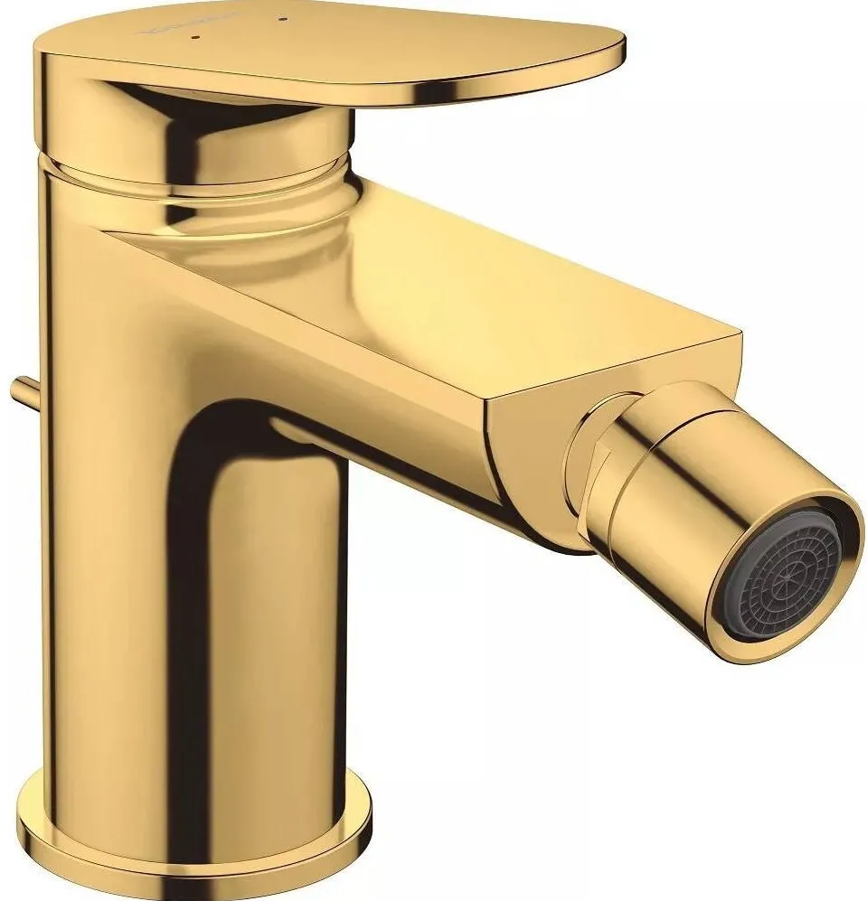 Duravit Baterie bideu Wave WA2400001034, marime S, cartus ceramic, 137 mm, set evacuare cu tija, ventil, Auriu lucios