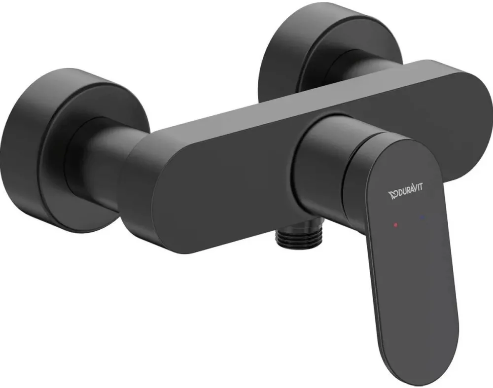Duravit Baterie dus Wave WA4230000046, aparenta, monocomanda, cartus ceramic, Negru mat