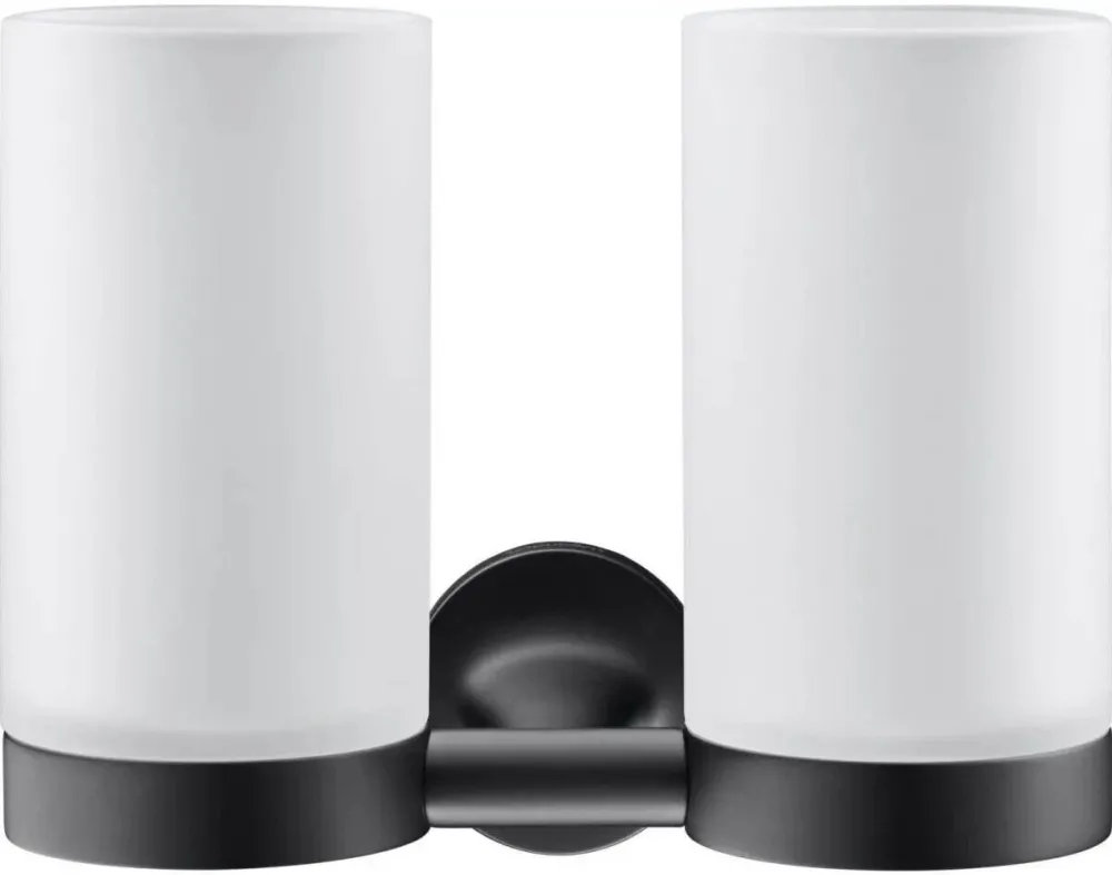 Duravit Pahar baie, montare pe perete, dublu, sticla/metal, negru mat