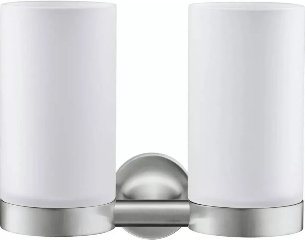 Duravit Pahar baie, montare pe perete, dublu, sticla/metal, otel satinat