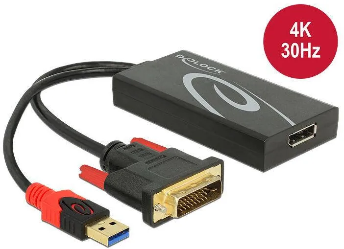 Adaptor DELOCK DVI(24+1) -> Displayport Black 30cm