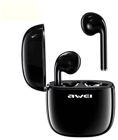 Casti Bluetooth AWEI Earphones Bluetooth T28 TWS+docking Black