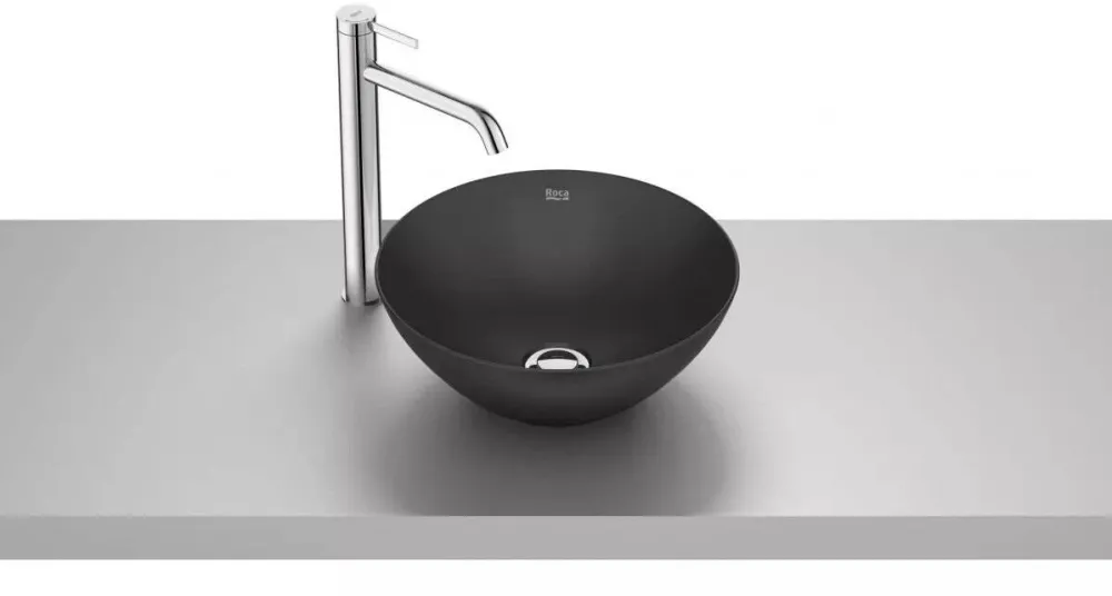 Roca Lavoar Bol A32787L080, montare pe blat, 35 cm, FineCeramic, mat, Negru