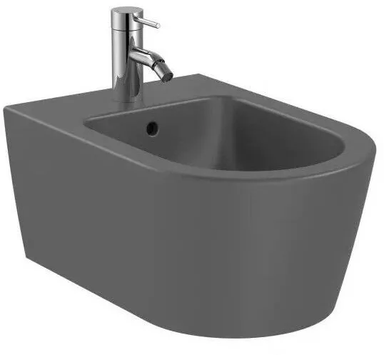 Roca Bideu Inspira Round A357525640, suspendat, cu orificiu pentru baterie standard, Antracit mat