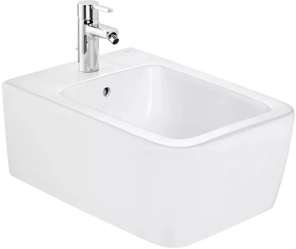 Roca Bideu Inspira Round A357525000, suspendat, cu orificiu pentru baterie standard, Alb