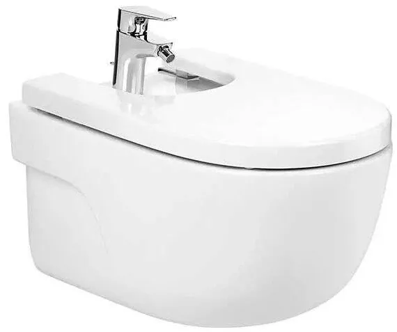 Roca Bideu Meridian A357248000, suspendat, cu orificiu pentru baterie standard, Alb