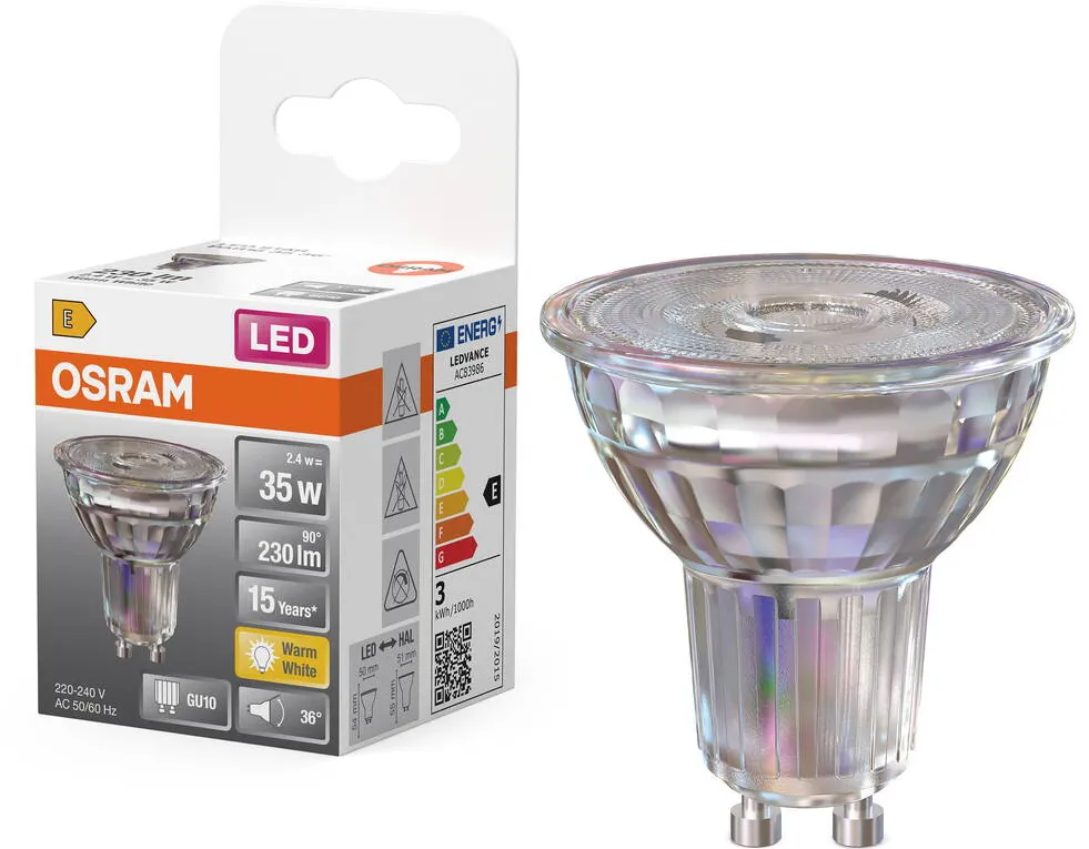 Osram Parathom Reflector LED 35 non-dim 36° 2,4W/827 GU10 bulb