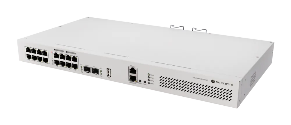 Switch KVM MIKROTIK MikroTik Cloud Router Switch 418-8P-8G-2S+RM with RouterOS L5, racmount case
