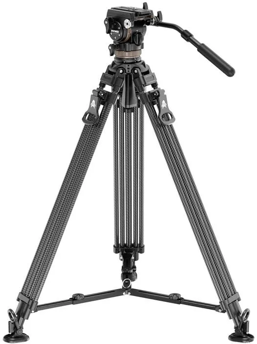 Neewer LL55 Carbon Fiber Video Tripod with Fluid Head & One-Step Lock