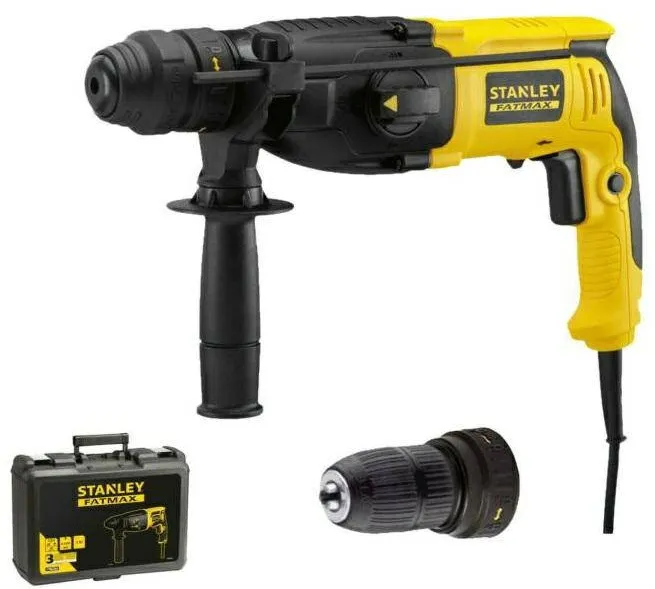 STANLEY SFMEH210K-QS 800W 2.4J SDS Plus Hammer Drill With Quick Change Chuck Kitbox, Black