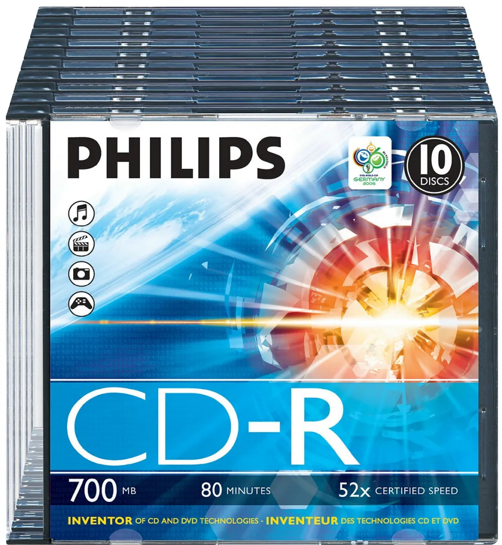 Philips CD-R 700MB-80min Slimcase, 52x, PHILIPS
