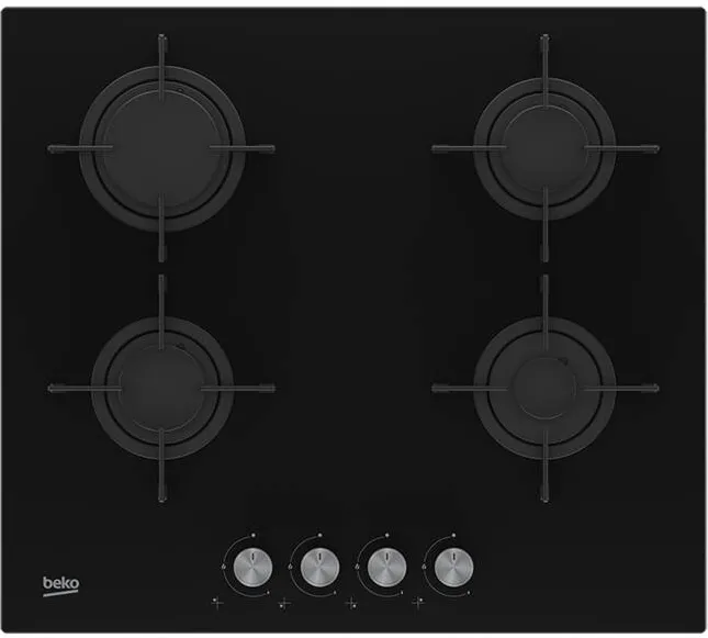 Plita BEKO HILG 64220 S, Gaz, 4 arzatoare, Sticla Neagra
