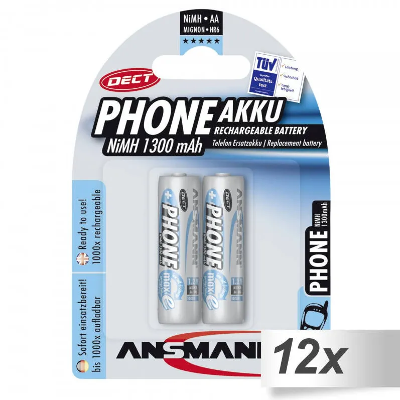 Ansmann Acumulator/Incarcator 12x2 maxE NiMH bat. Mignon AA 1300 mAh DECT PHONE