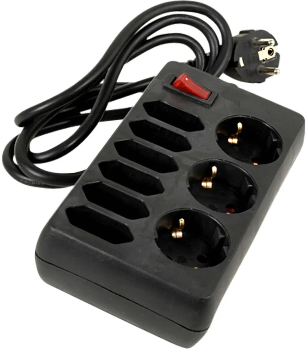 REV Priza / Prelungitor Socket line 9-fold 1,4 m w. switch black