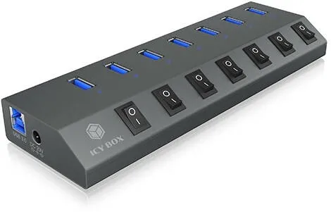 Hub USB Icy Box IB-HUB1701-C3 7xUSB Type-A, On-Off