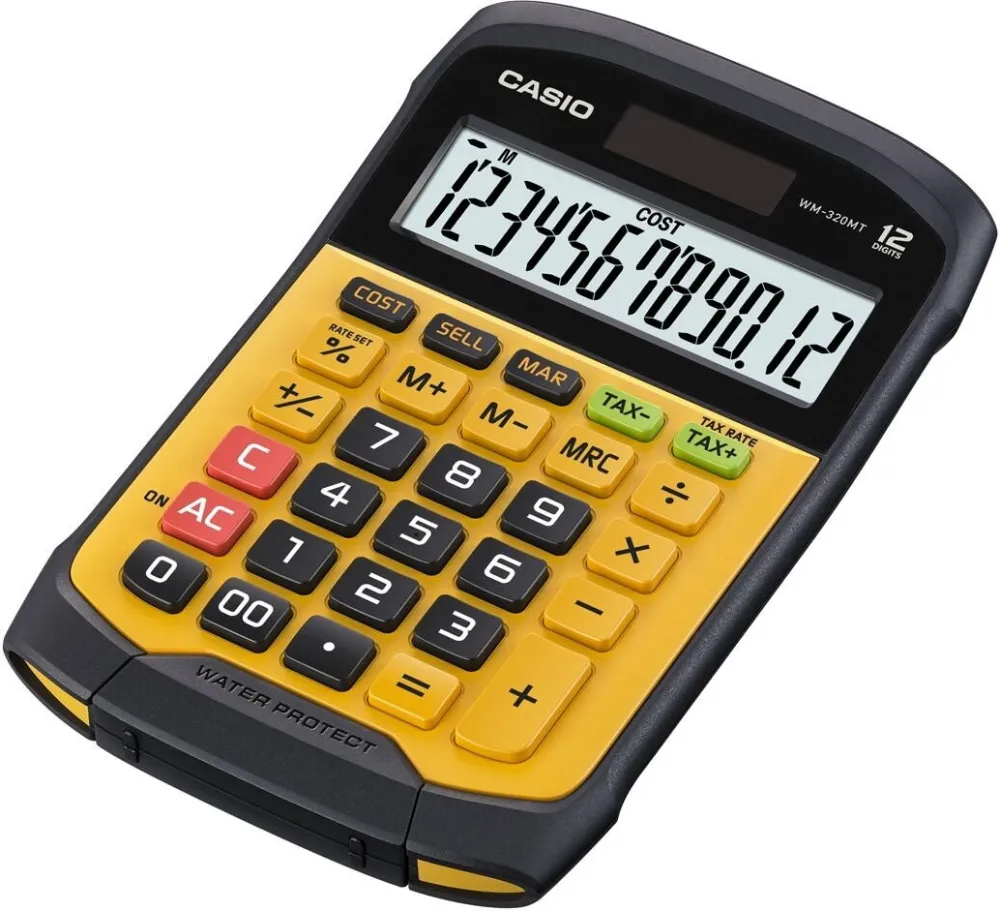 CASIO Calculatoar de birou WATERPROOF WM-320MT-S, 12-digit display, removable keyboard.