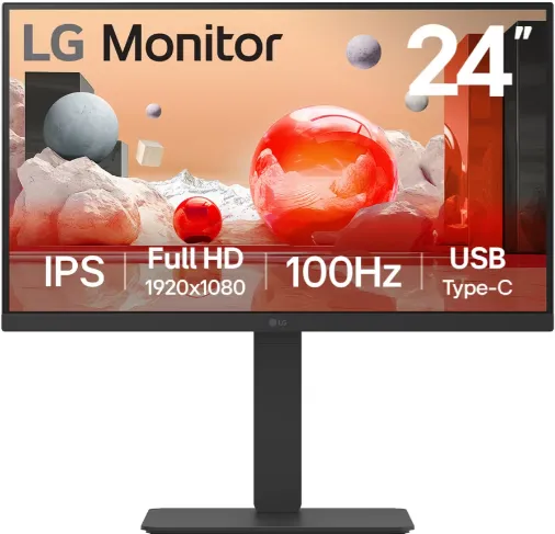 Monitor LG 24BA750-B.AEU - 23.8 - black, FullHD, IPS, USB-C, RJ45, 100Hz panel