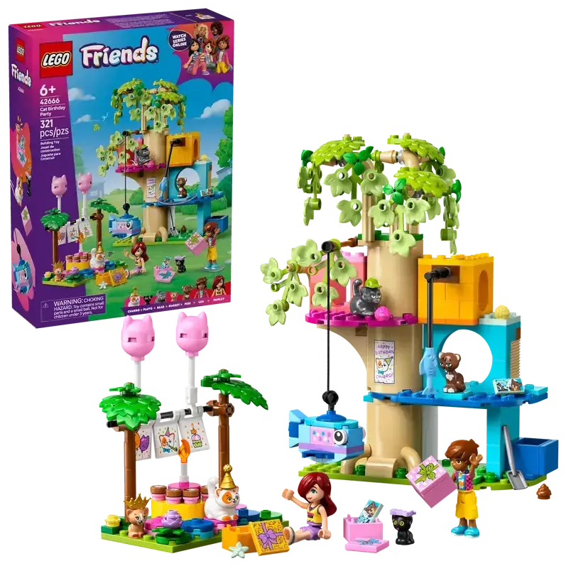 LEGO Friends 42661 Petrecere de ziua de nastere a pisicii si casuta in copac
