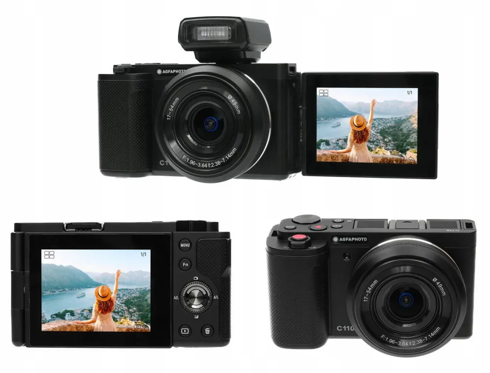 Aparat foto compact AgfaPhoto digitala Pro 24MP 4K WiFi, LCD inclinabil, zoom optic 3x, C110