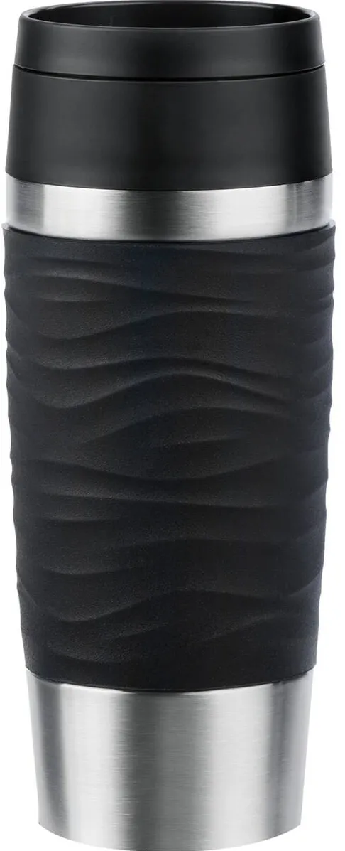 Emsa TRAVEL MUG Waves thermal mug, black/stainless steel, 0.36 liters