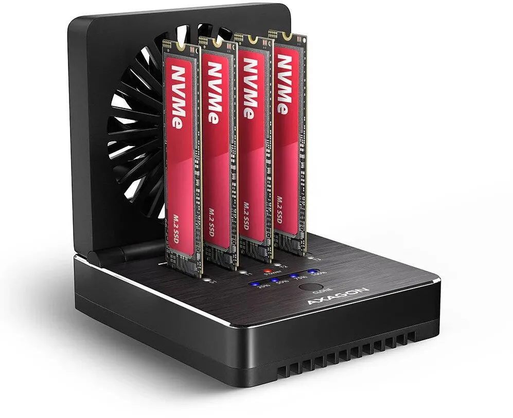 Rack AXAGON Statie docking AXAGON ADSA-M2C44 USB4 pentru 4 SSD M.2 NVMe, clonare, negru