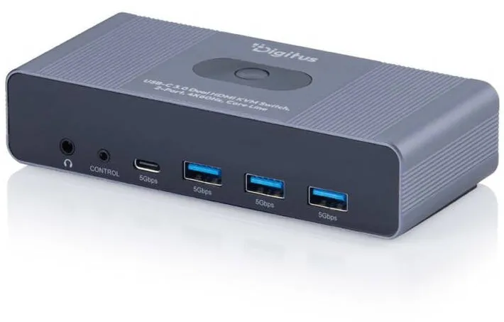 Docking Station Digitus Comutator KVM Digitus USB-C 3.0 Dual HDMI Ultra HD 4K negru