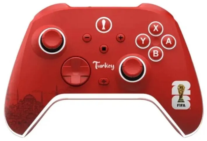 Gamepad DragonShock Controller Wireless DragonShock AURORA+ FIFA WorldCup 26 Turkey, Compatibil cu Nintendo Switch 1/2, PC, Mobil Rosu